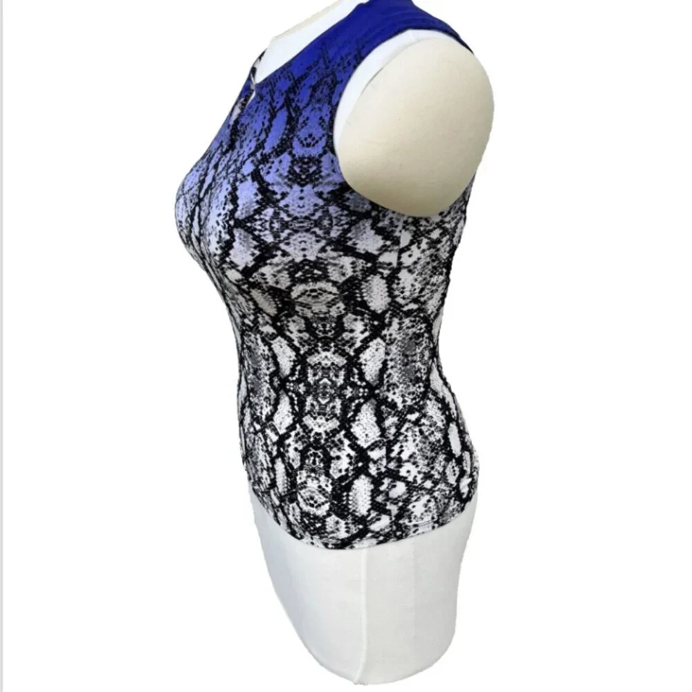 Calvin Klein - Purple Black and White Snake Print Keyhole Tank Top M/L - Picture 5 of 14